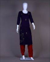 Blue Rayon pearl hand work Kurti Set